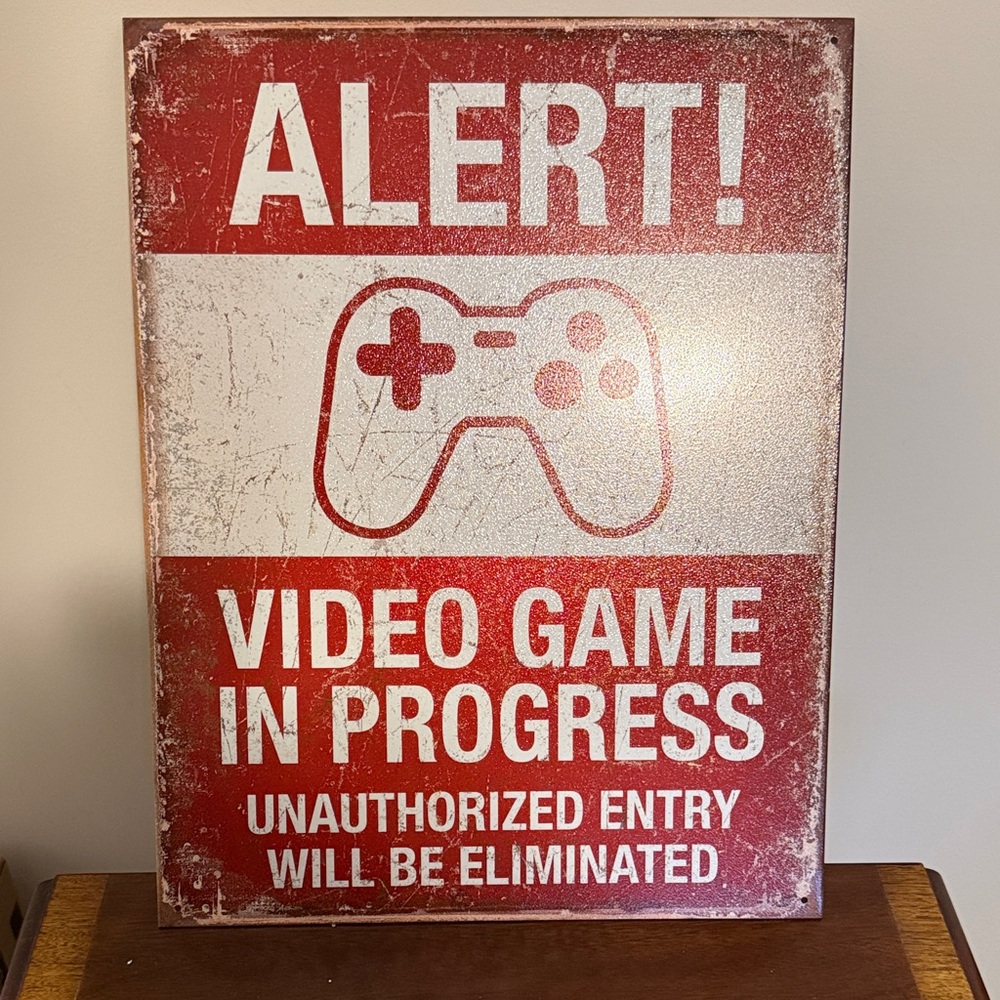 Red Video Game Alert Sign